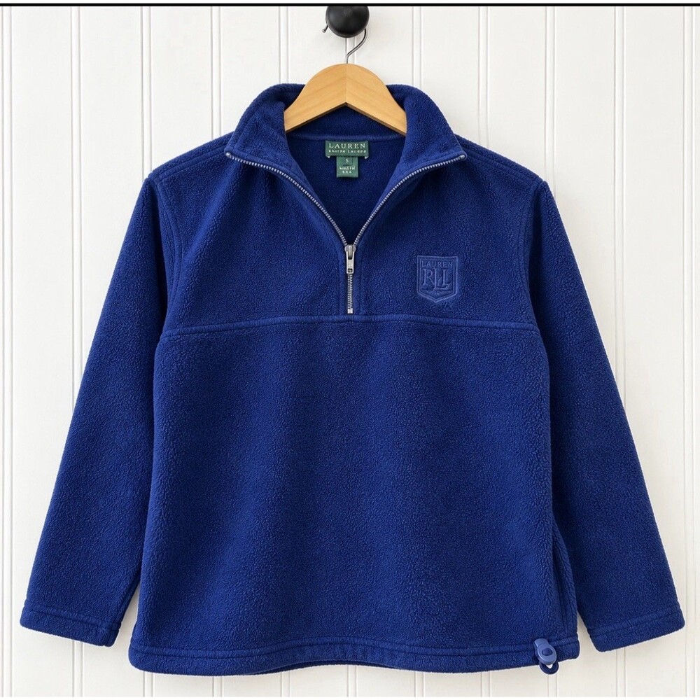 Lauren Ralph Lauren Vintage Fleece Pullover S Polartec Made in USA 1/4 Zip Blue
